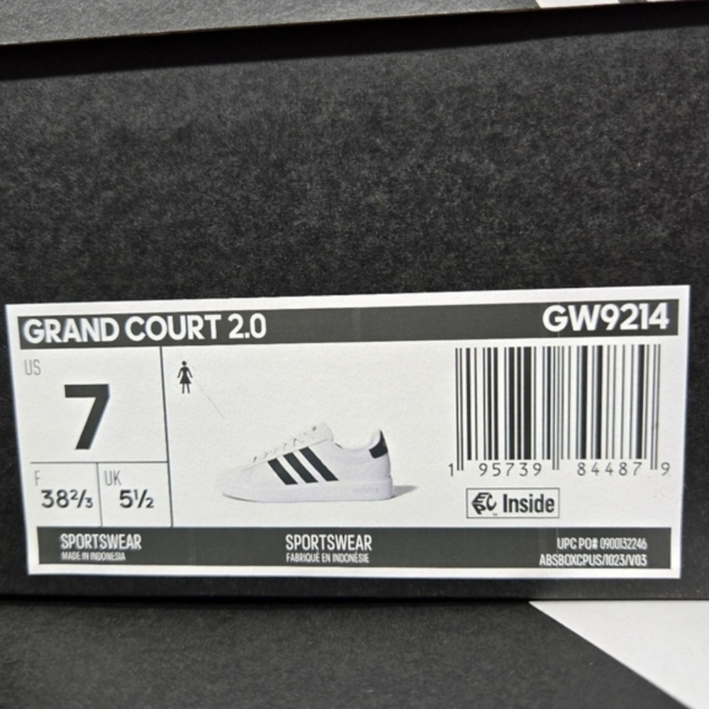 adidas Grand Court Cloudfoam Lifestyle Court Comfort White Black Shoes Size 7 - Picture 8 of 8